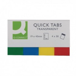 Q-Connect Quick Tabs 20x45 Transp Pk200