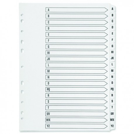 Q-Connect 20-Prt A-Z Index Clr Tab Wht A4