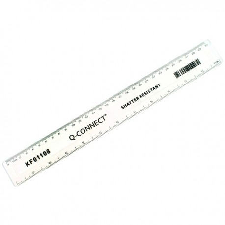Q-Connect Shatterprf Ruler 30cm Clr Pk10