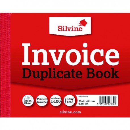 Silvine Duplicate Invoice Book 616 Pk12