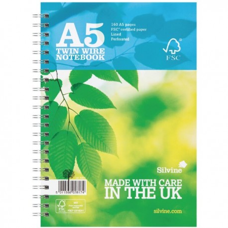 Silvine Prem Wire Notebook A5 Pk5