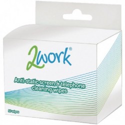 2Work Anti-Static Screen/Tele Wipes Pk50