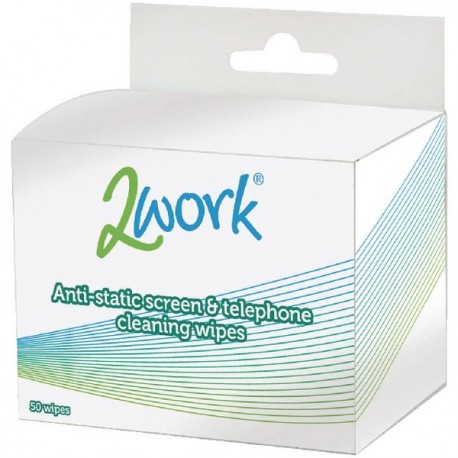 2Work Anti-Static Screen/Tele Wipes Pk50