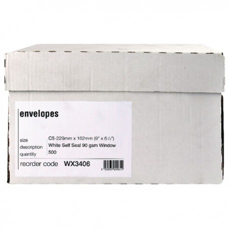 White Slf/Seal C5 Window Envelope Pk500