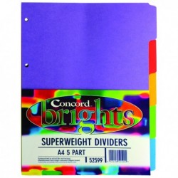 Concord 5-Pt Subj Divider Bright Asd A4