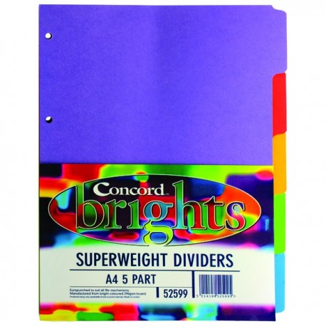 Concord 5-Pt Subj Divider Bright Asd A4
