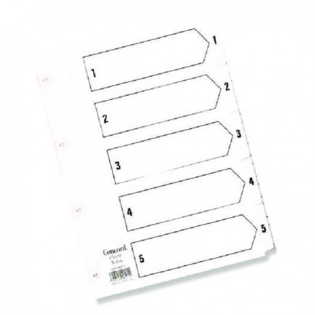 Concord A5 Index 1-5 Board Clear Tabs