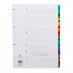 Concord Index 1-10 A4 White/Multi Tabs