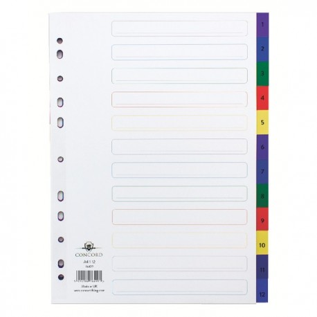 Concord 1-12 Index Multicolour A4