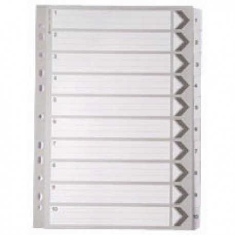 White A4 1-10 Mylar Index Dividers