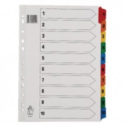 A4 Mylar Index 1-10 Multi-Colour