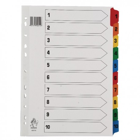 A4 Mylar Index 1-10 Multi-Colour