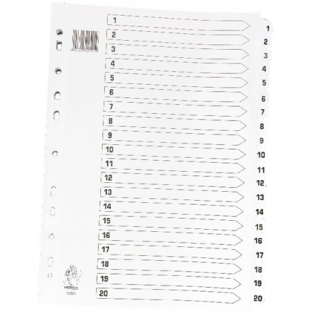 White A4 1-20 Mylar Index Dividers