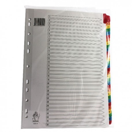 A4 Mylar 1-31 Multi-Colour Index