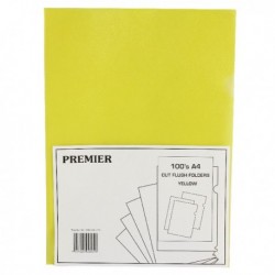 Yellow Cut Flush Folders Pk100