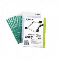 Rexel Pockets Reinforced Clear A4 Pk100