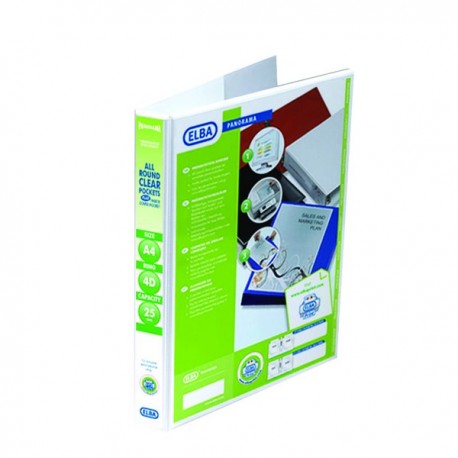 Elba Panorama 4D Ring Binder A4 Wht