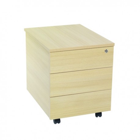 FF Serrion 3 Drawer Mobile Pedestal Oak