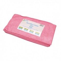 2Work Red 400mm Microfibre Cloth Pk10
