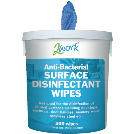 2Work Disinfectant 500 Wipes Tub