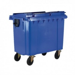 Blue Wheeled 1100 Ltr Bin with Flat Lid