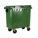Green Wheeled 1100 Ltr Bin with Flat Lid