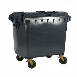 Grey Wheeled 1100 Ltr Bin with Flat Lid