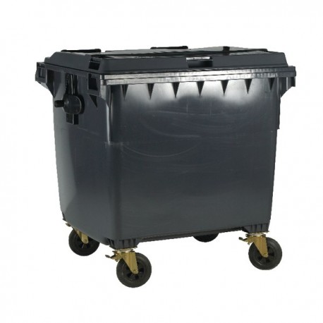 Grey Wheeled 1100 Ltr Bin with Flat Lid