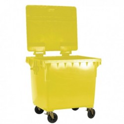 Yellow Wheeled 1100Ltr Bin Flat Lid