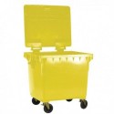 Yellow Wheeled 1100Ltr Bin Flat Lid