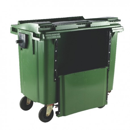 Green Wheeled Bin 1100L Front Flat Lid