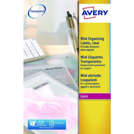 Avery Laser Mini Label Clear Pk1200