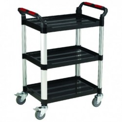 Barton 3 Shelf Plastic Trolley Silvr/Blk