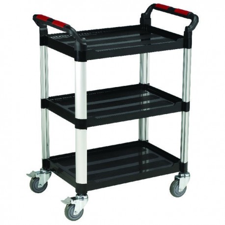 Barton 3 Shelf Plastic Trolley Silvr/Blk