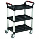 Barton 3 Shelf Plastic Trolley Silvr/Blk