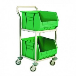 Mobile Green Storage Trolley c/w 2 Bins