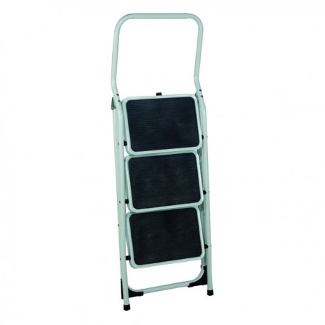 Folding White Alum 3 Tread Step Stool