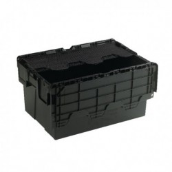 Attached Lid 54L Black Container 375814