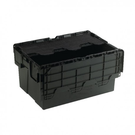 Attached Lid 54L Black Container 375814