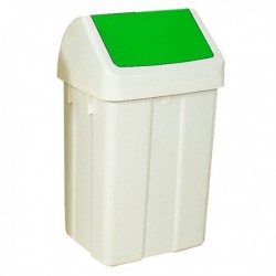 Swing Top Bin 50 Ltr White/Green Lid