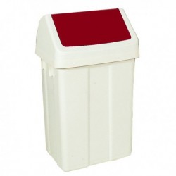 Swing Top Bin 50 Ltr White/Red Lid
