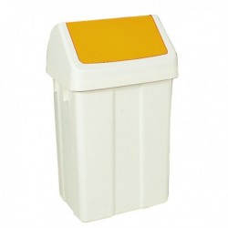 Plastic Swing Top Bin 50 Ltr Wht/Ylw Lid
