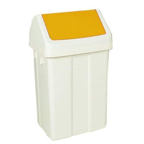 Plastic Swing Top Bin 50 Ltr Wht/Ylw Lid