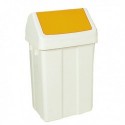 Plastic Swing Top Bin 50 Ltr Wht/Ylw Lid