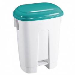 Derby 30L White/Green Plastic Pedal Bin