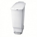 White Slim Plastic Pedal Bin 40L