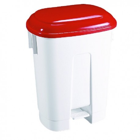 Derby 60L White/Red Pedal Bin 348012