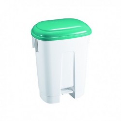 Derby 60L White/Green Plastic Pedal Bin