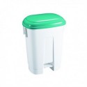 Derby 60L White/Green Plastic Pedal Bin
