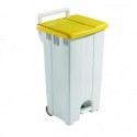 Plastic Grey/Yellow Pedal Bin/Lid 90L